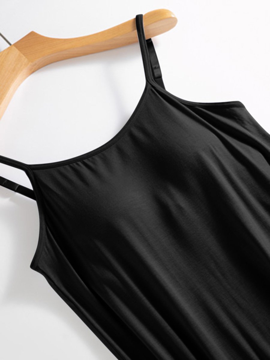 Scoop Neck Midi Cami Dress with Bra - AMVIM