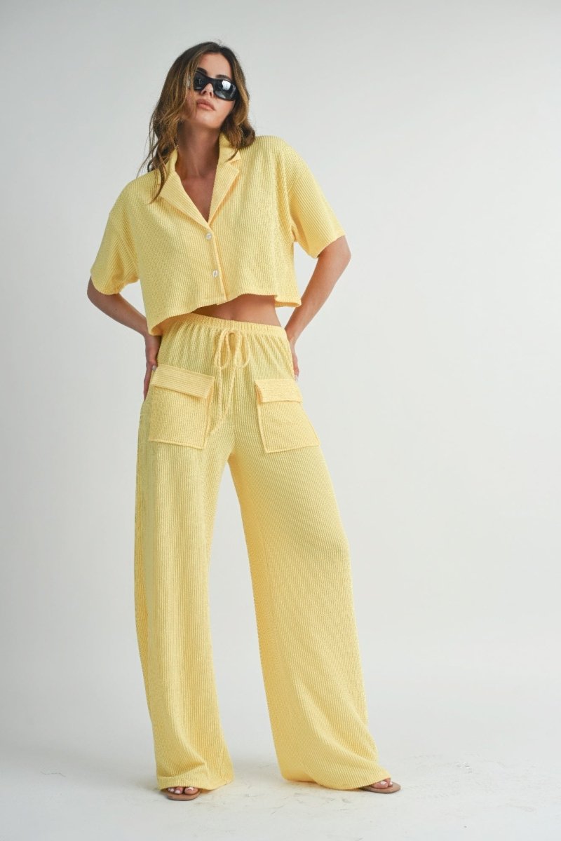 Shirt and Pants Set Polyester Lightweight Weekend Outfit - AMVIM