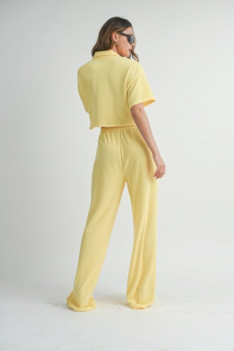 Shirt and Pants Set Polyester Lightweight Weekend Outfit - AMVIM