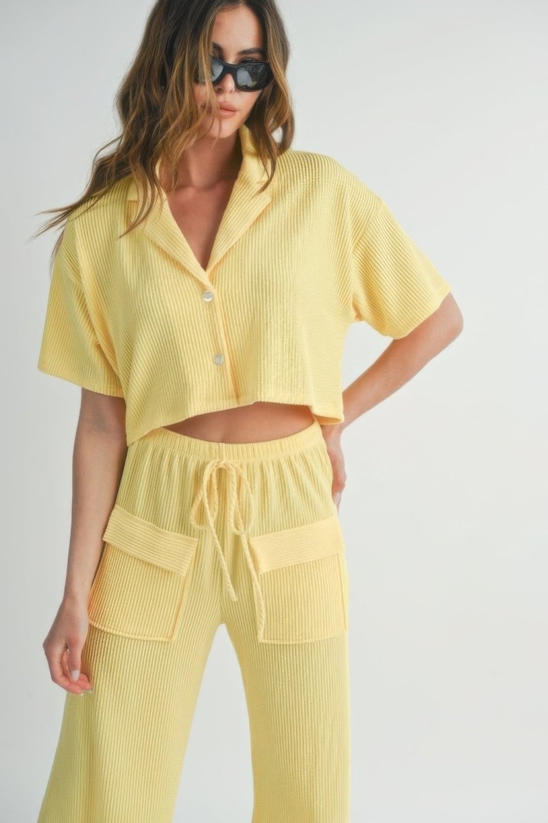 Shirt and Pants Set Polyester Lightweight Weekend Outfit - AMVIM
