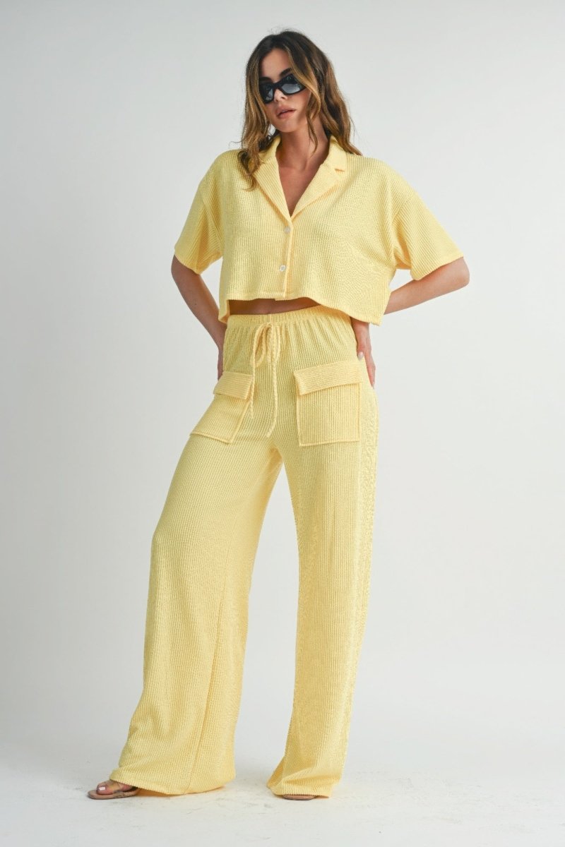 Shirt and Pants Set Polyester Lightweight Weekend Outfit - AMVIM