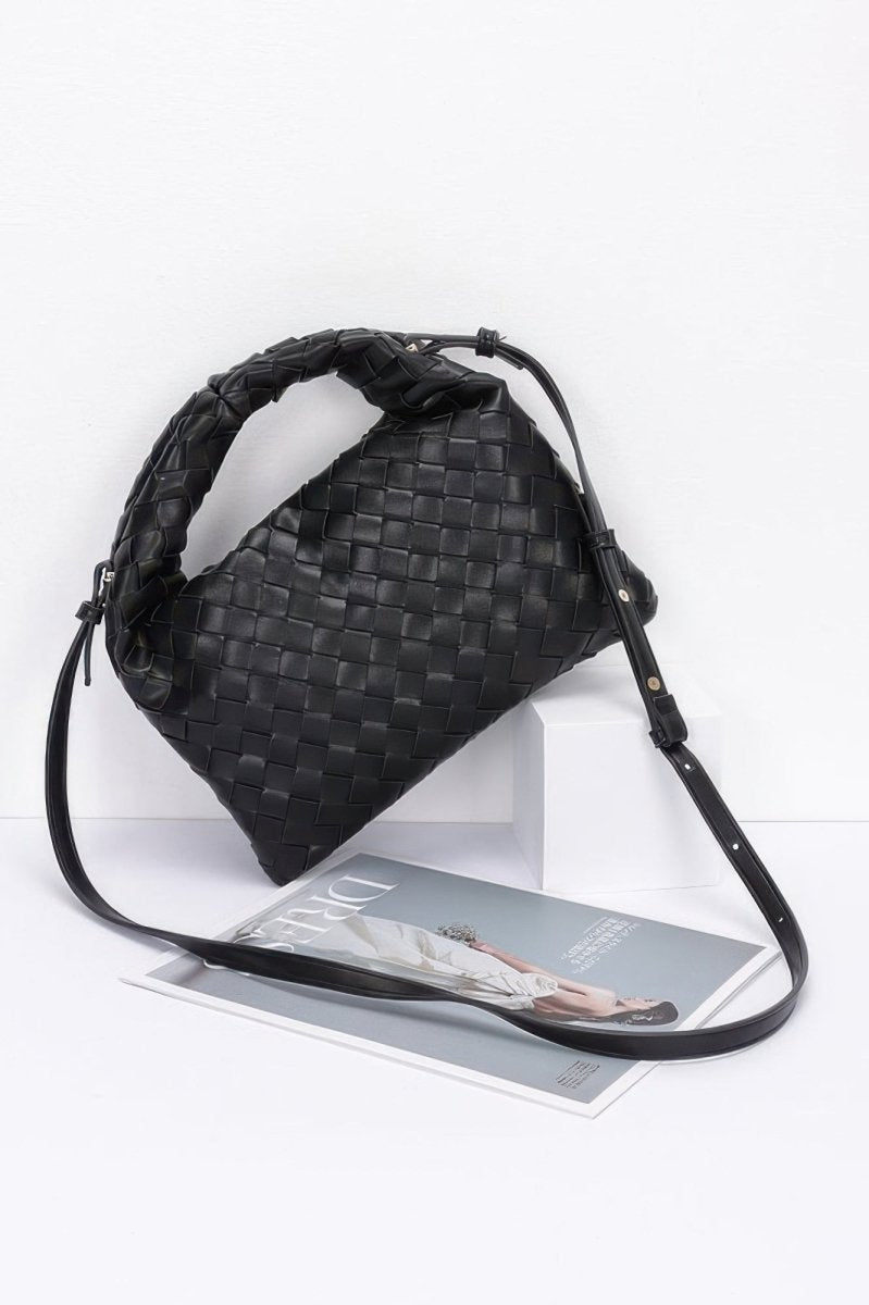Shouldered Crossbody Weave Bag Faux Leather - AMVIM