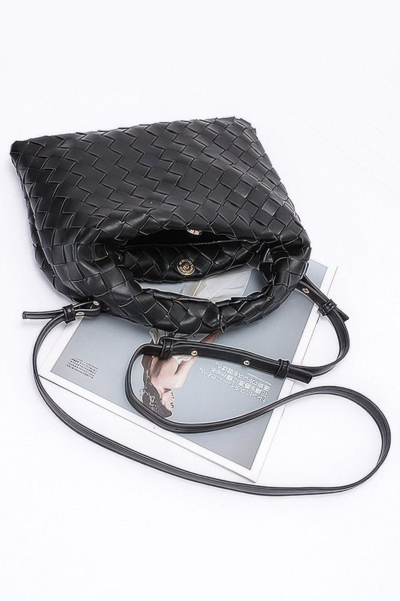 Shouldered Crossbody Weave Bag Faux Leather - AMVIM