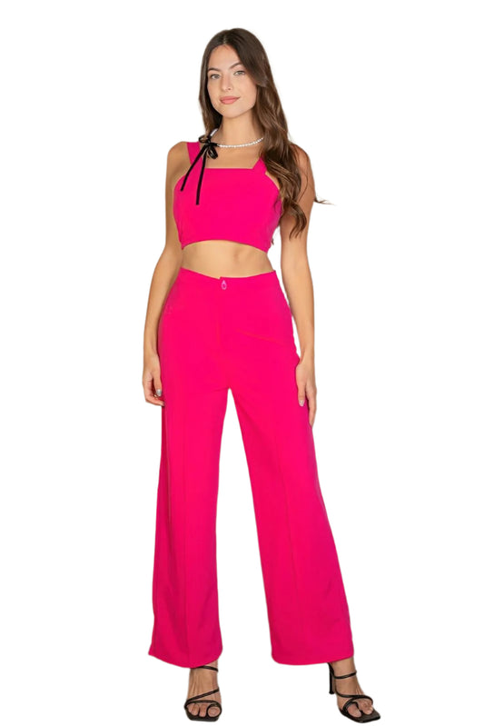 Solid Tank Top & Wide Leg Pants - AMVIM