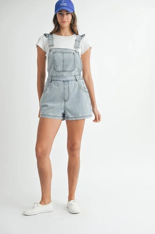 Square Neck Ruffle Shoulder Denim Romper – Summer Essential - AMVIM