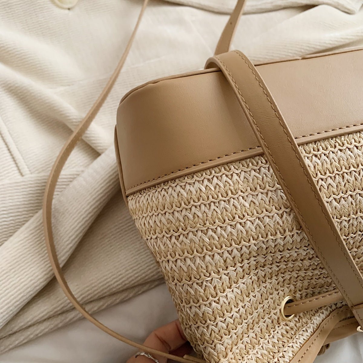 Straw Braided Shoulder Bag - AMVIM