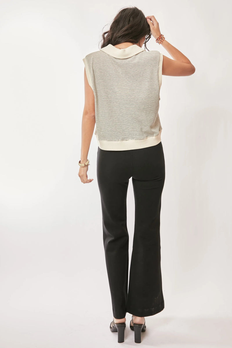 Striped knit sweater vest with V - neckline, sleeveless cut - AMVIM