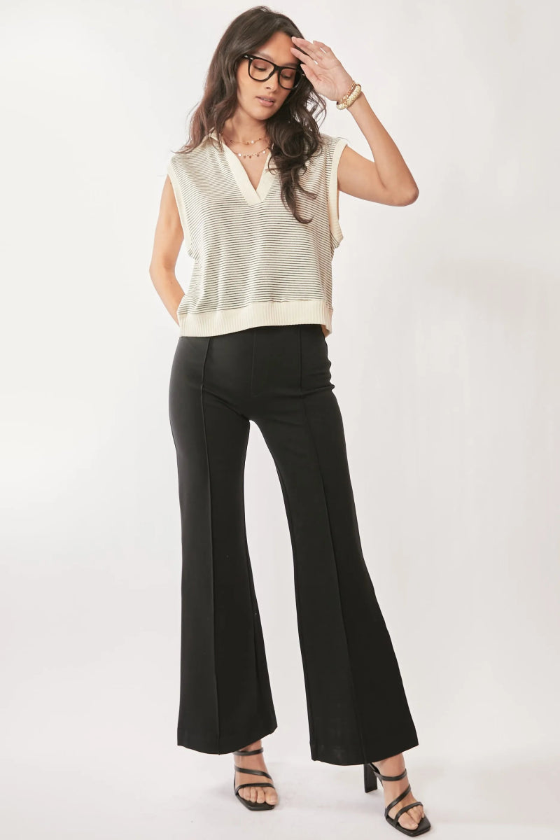 Striped knit sweater vest with V - neckline, sleeveless cut - AMVIM