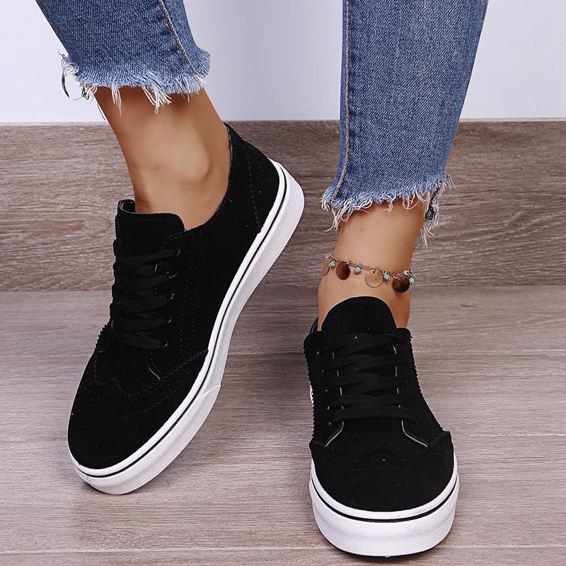 Suede Lace-Up Flat Sneakers - AMVIM