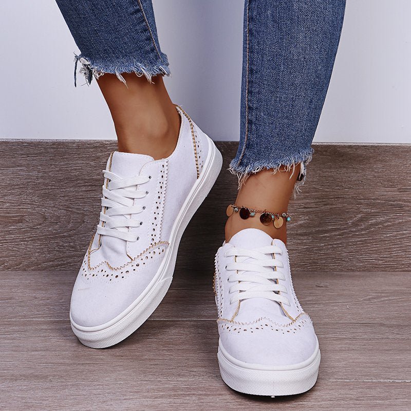 Suede Lace-Up Flat Sneakers - AMVIM