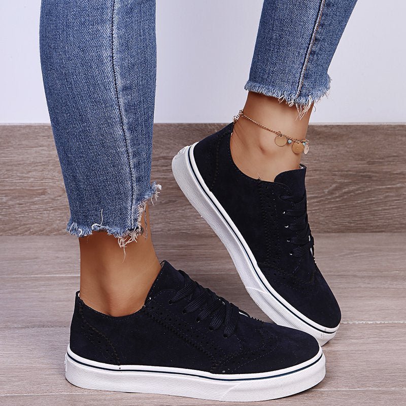 Suede Lace-Up Flat Sneakers - AMVIM