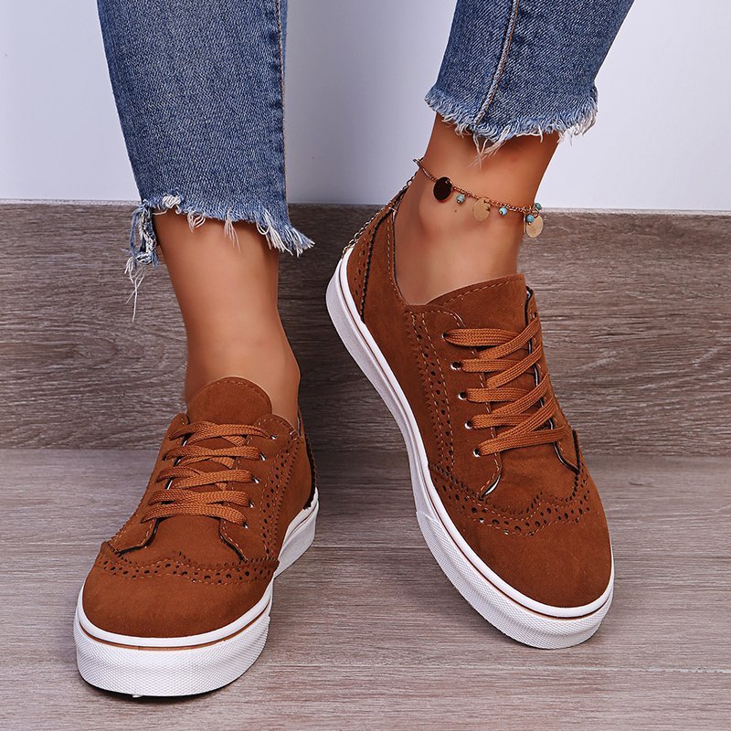 Suede Lace-Up Flat Sneakers - AMVIM