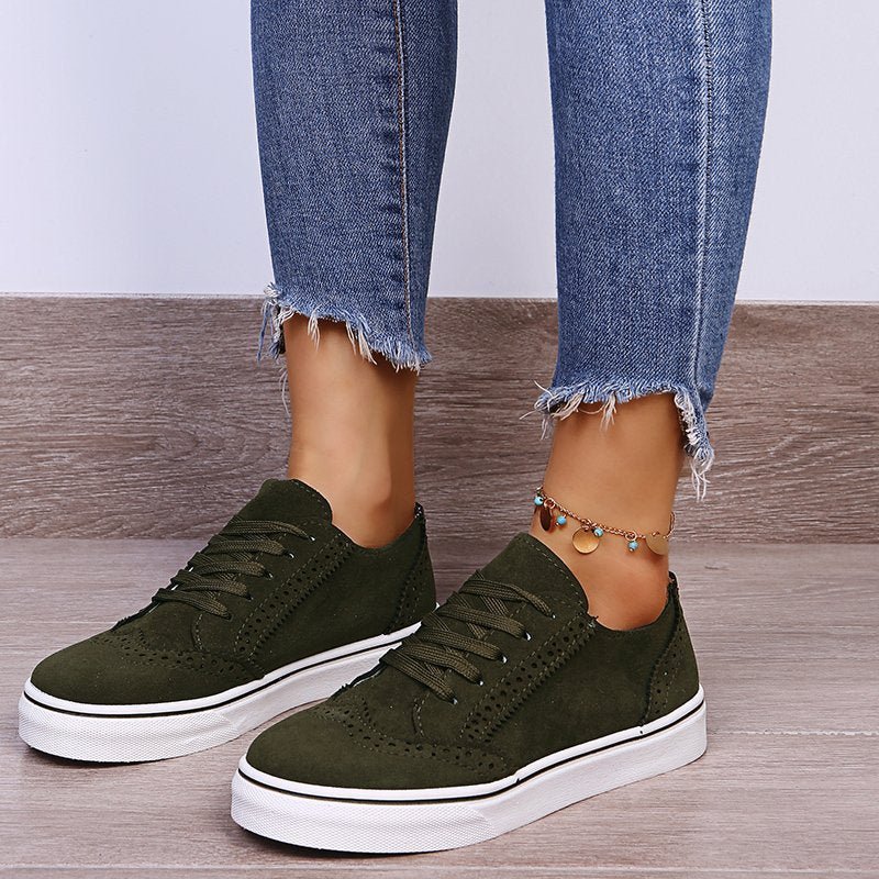 Suede Lace-Up Flat Sneakers - AMVIM