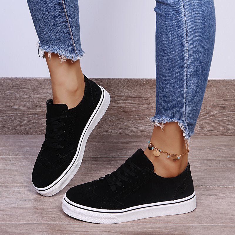 Suede Lace-Up Flat Sneakers - AMVIM