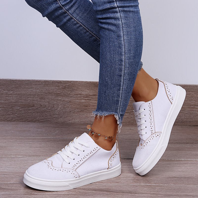 Suede Lace-Up Flat Sneakers - AMVIM