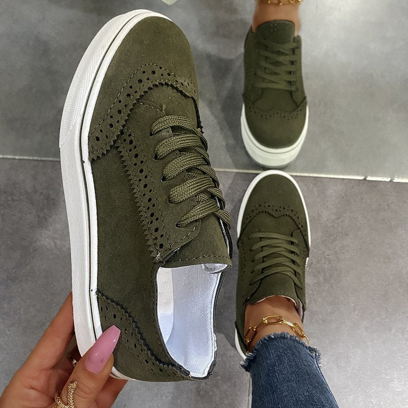 Suede Lace-Up Flat Sneakers - AMVIM