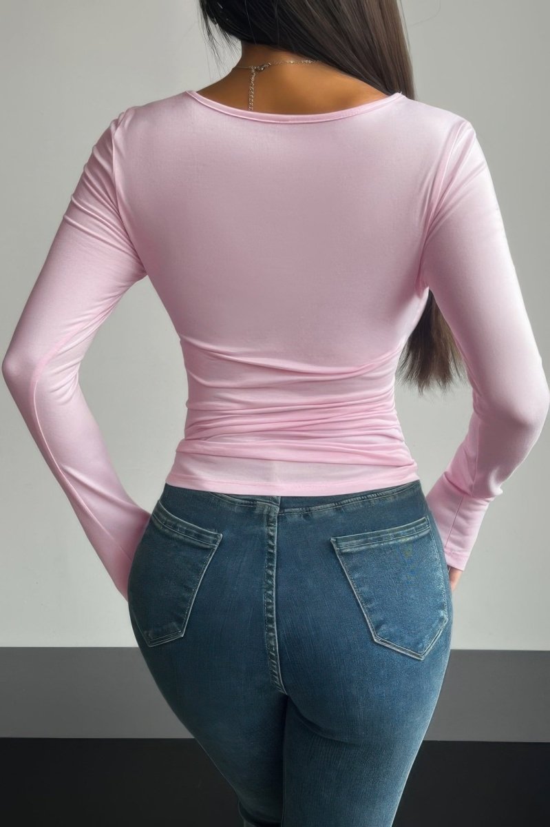Top Black Polyester‑Elastane Slim Square‑Neck Top - AMVIM