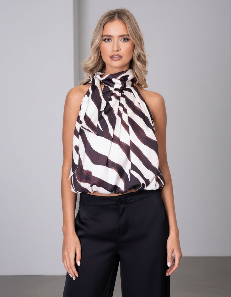 Top, Zebra Print for Women – Soft Polyester Spandex, Versatile Staple - AMVIM