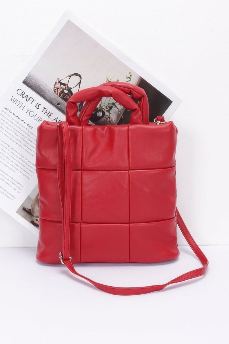 Tote faux‑leather quilted padded handbag with strap - AMVIM