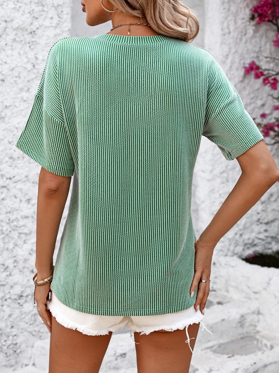 V - Neck Dropped Shoulder T - Shirt - AMVIM