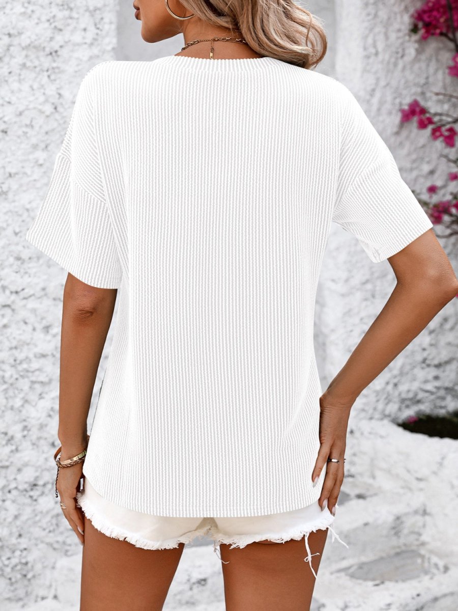 V - Neck Dropped Shoulder T - Shirt - AMVIM