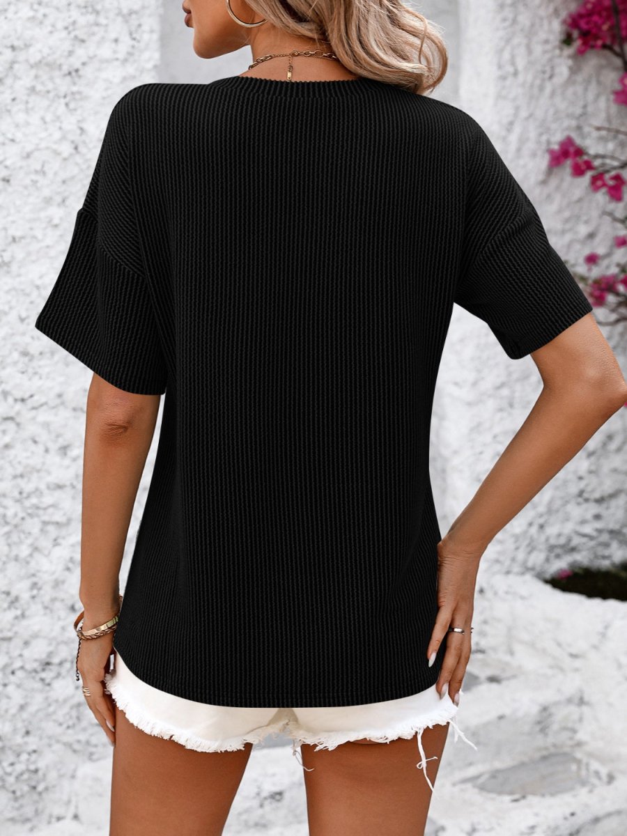 V - Neck Dropped Shoulder T - Shirt - AMVIM