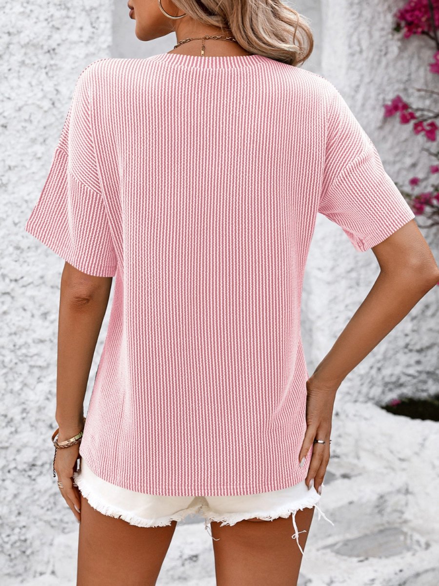 V - Neck Dropped Shoulder T - Shirt - AMVIM