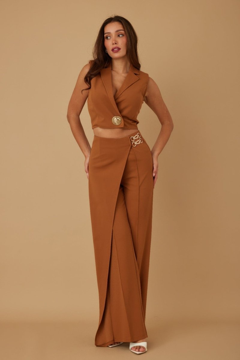 Vest Suit Set Black Tailored Crepe for Fall Work Events - AMVIM