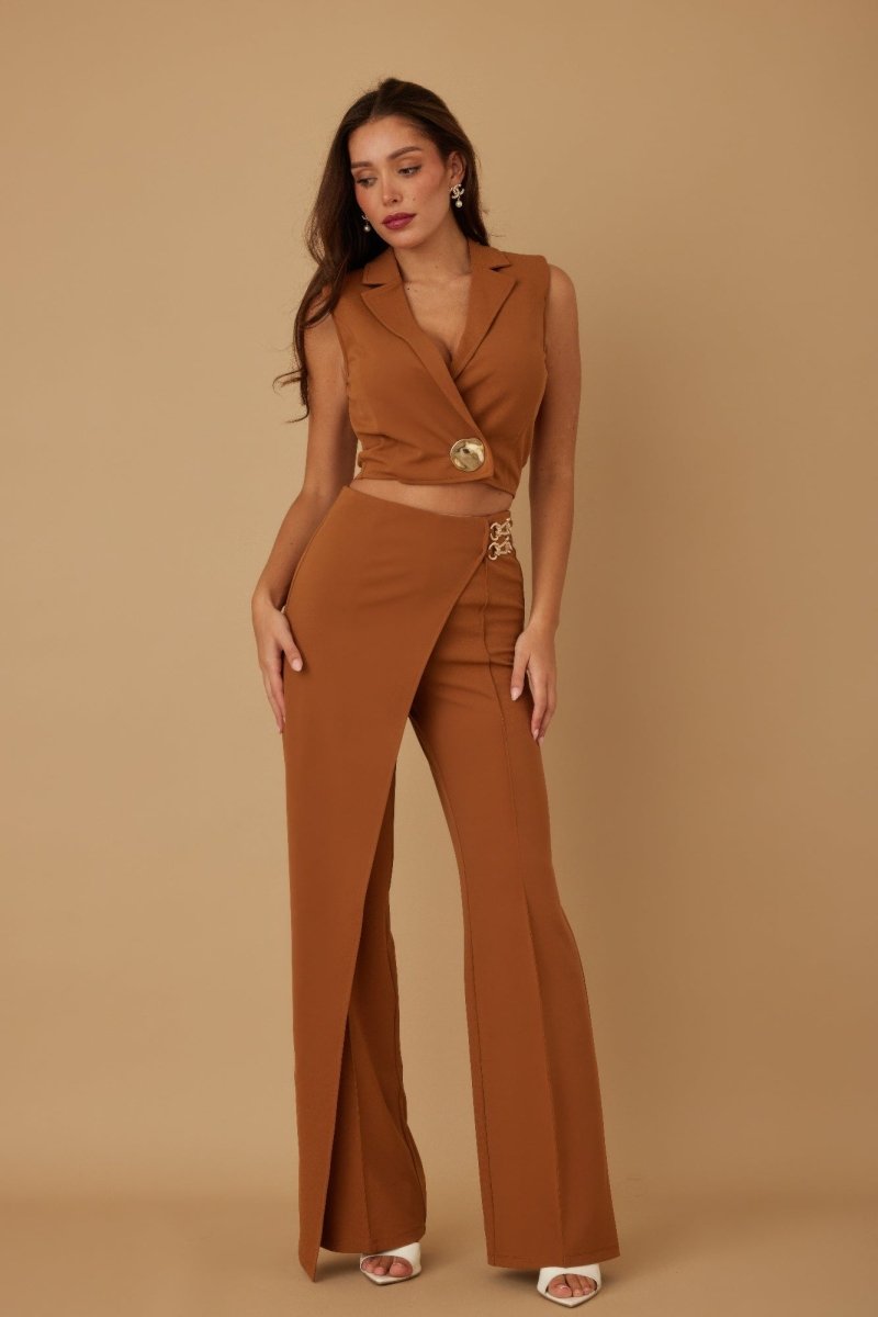 Vest Suit Set Black Tailored Crepe for Fall Work Events - AMVIM
