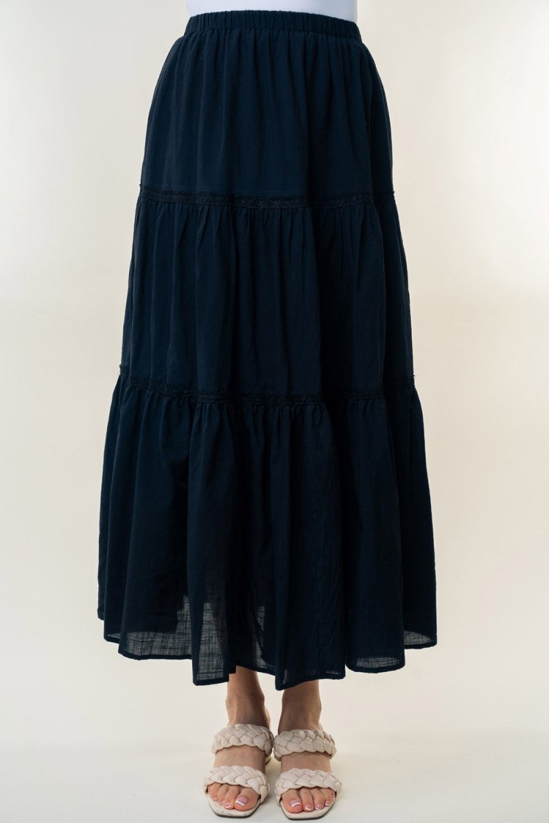 White Birch High Waisted Tiered Maxi Skirt - AMVIM