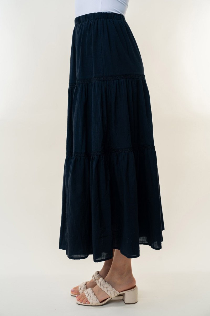 White Birch High Waisted Tiered Maxi Skirt - AMVIM