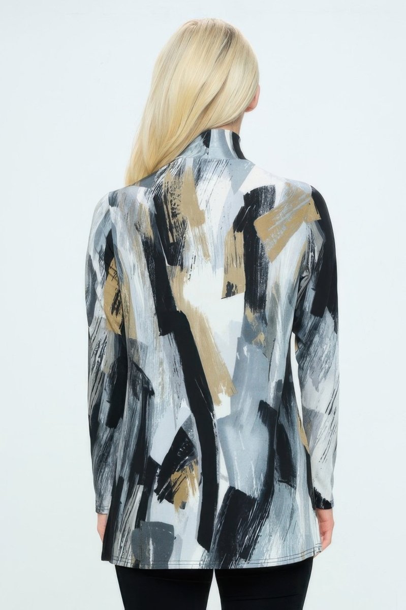 Women's Bns Print Fitted Mock Neck Top Lightweight - AMVIM