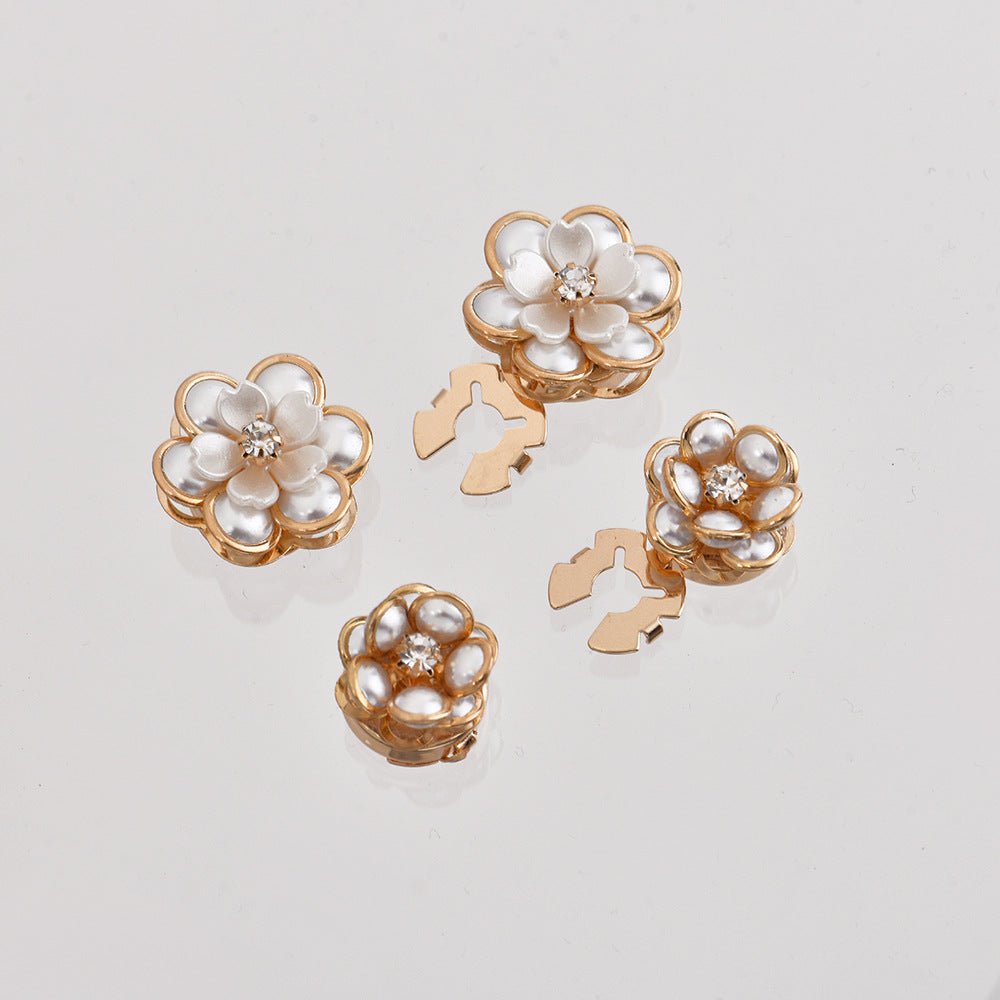 Women’s Camellia Flower Pearl Cufflinks – Elegant Accessory - AMVIM