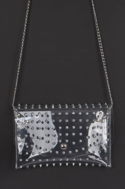 Women's Crystal Embellished Clear Clutch Crossbody Bag - AMVIM