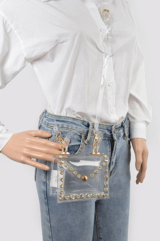 Women's Mini Clear Rhinestone Studded Crossbody Bag - AMVIM
