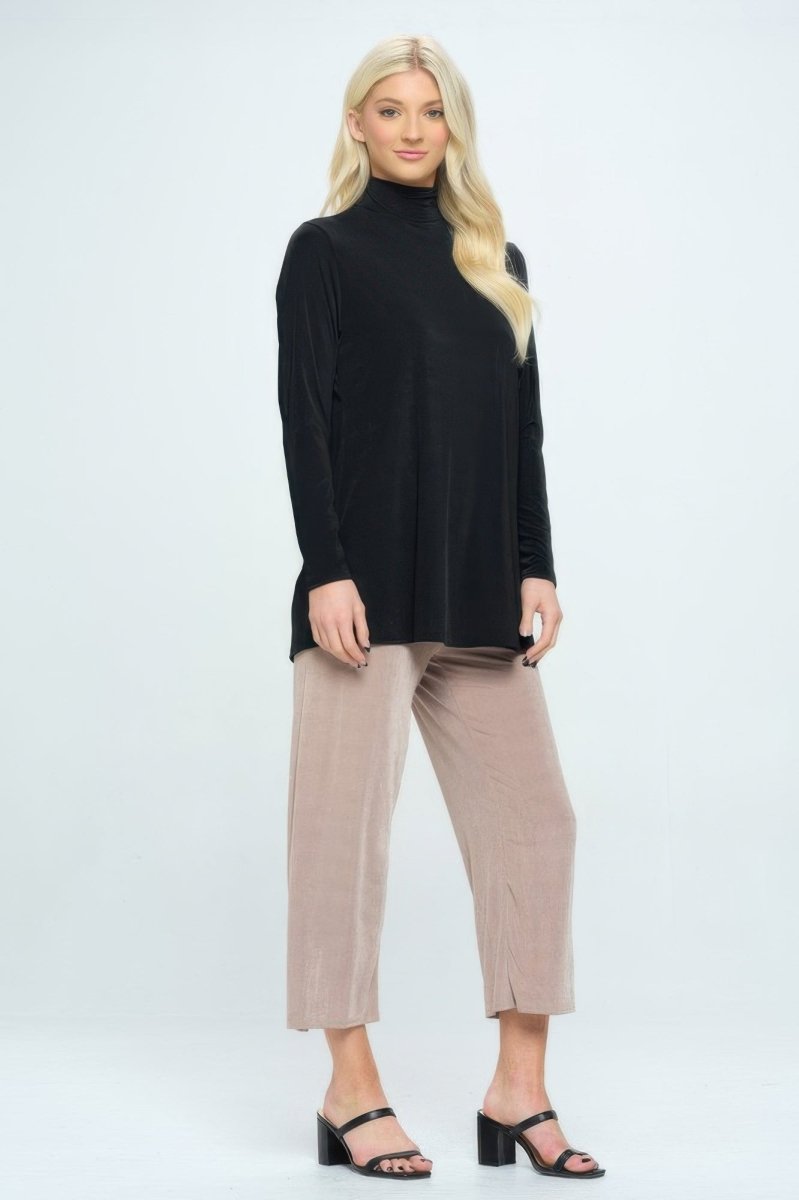 Women's Slim Mock Neck Ribbed Knit Top - AMVIM