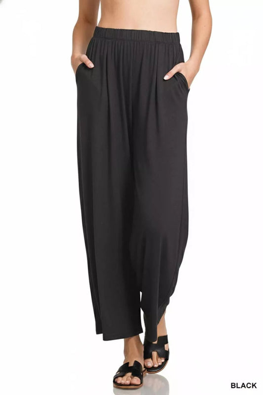 Women's Soft Knit Elastic Waist Lounge Pants with Pockets - AMVIM