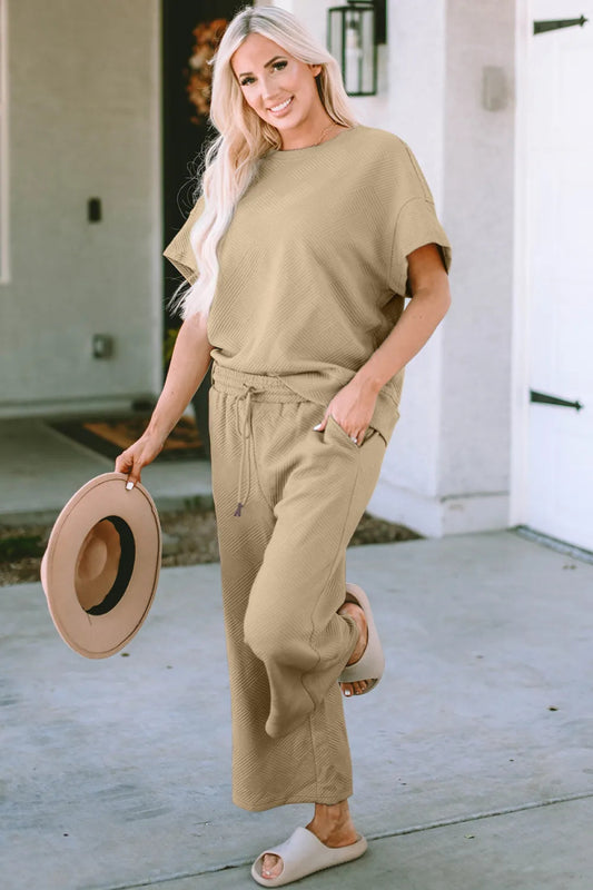 Women's Two - Piece Drawstring Lounge Set Outfit - AMVIM