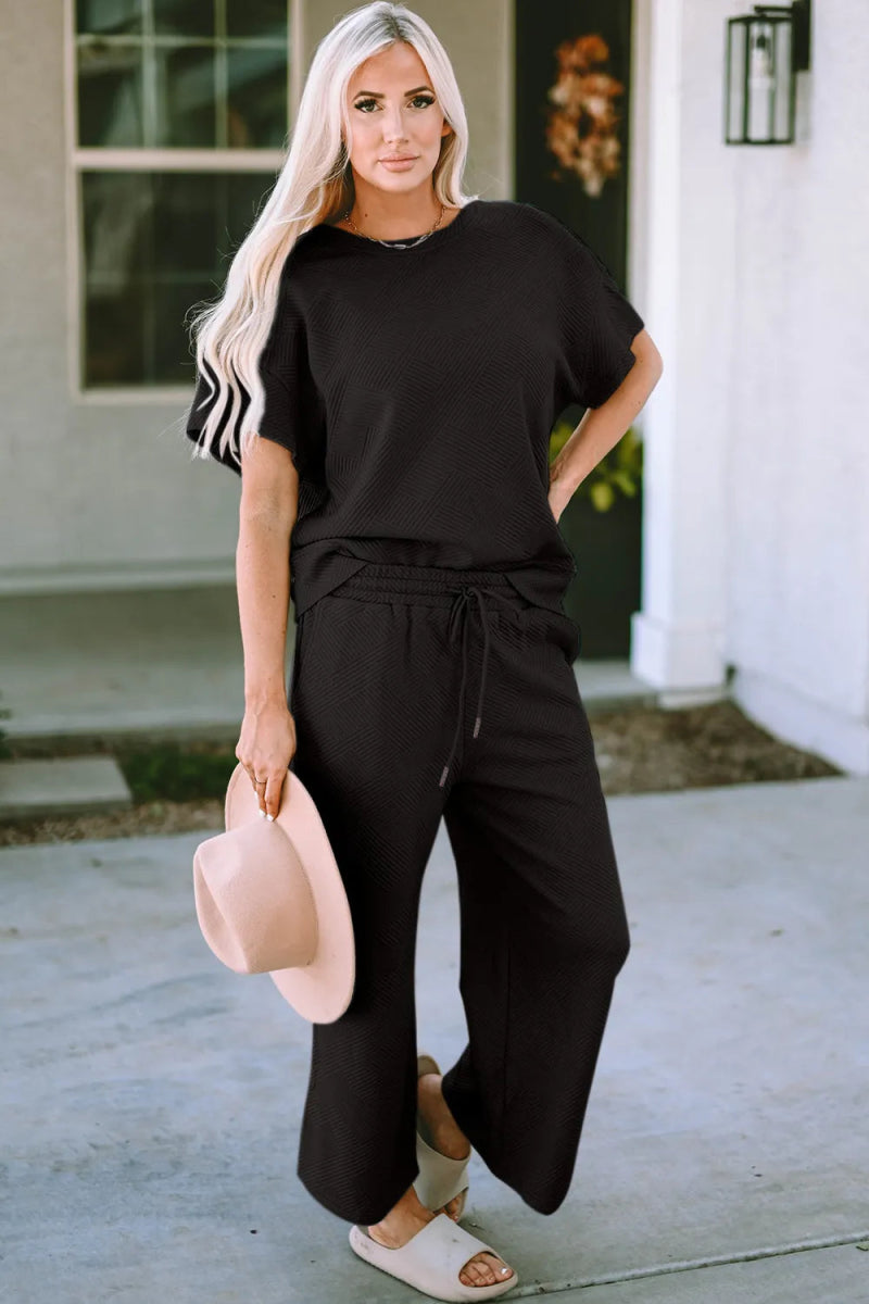 Women's Two - Piece Drawstring Lounge Set Outfit - AMVIM