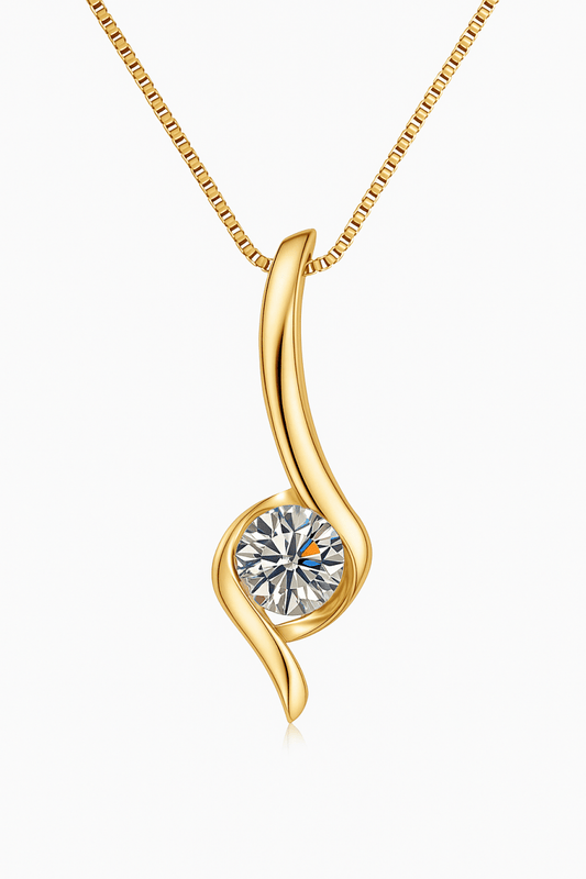 1 Carat Moissanite 925 Sterling Silver Necklace - AMVIM