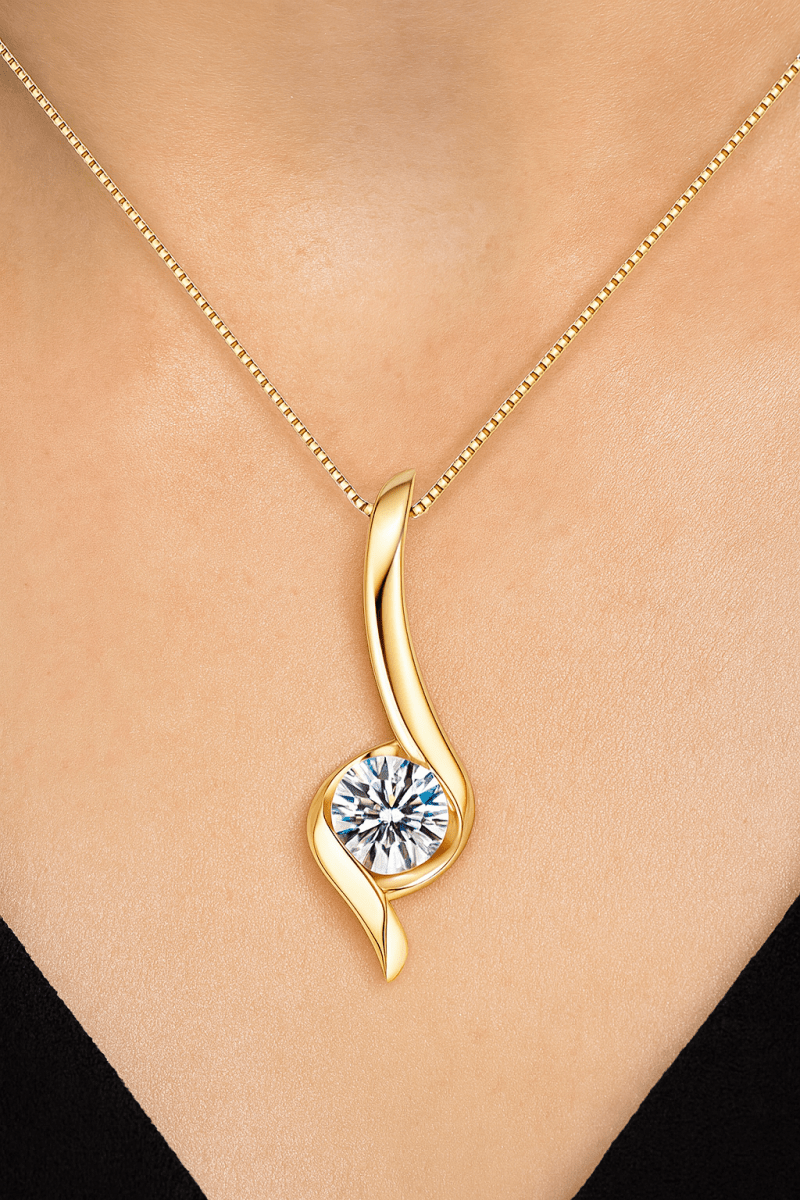 1 Carat Moissanite 925 Sterling Silver Necklace - AMVIM