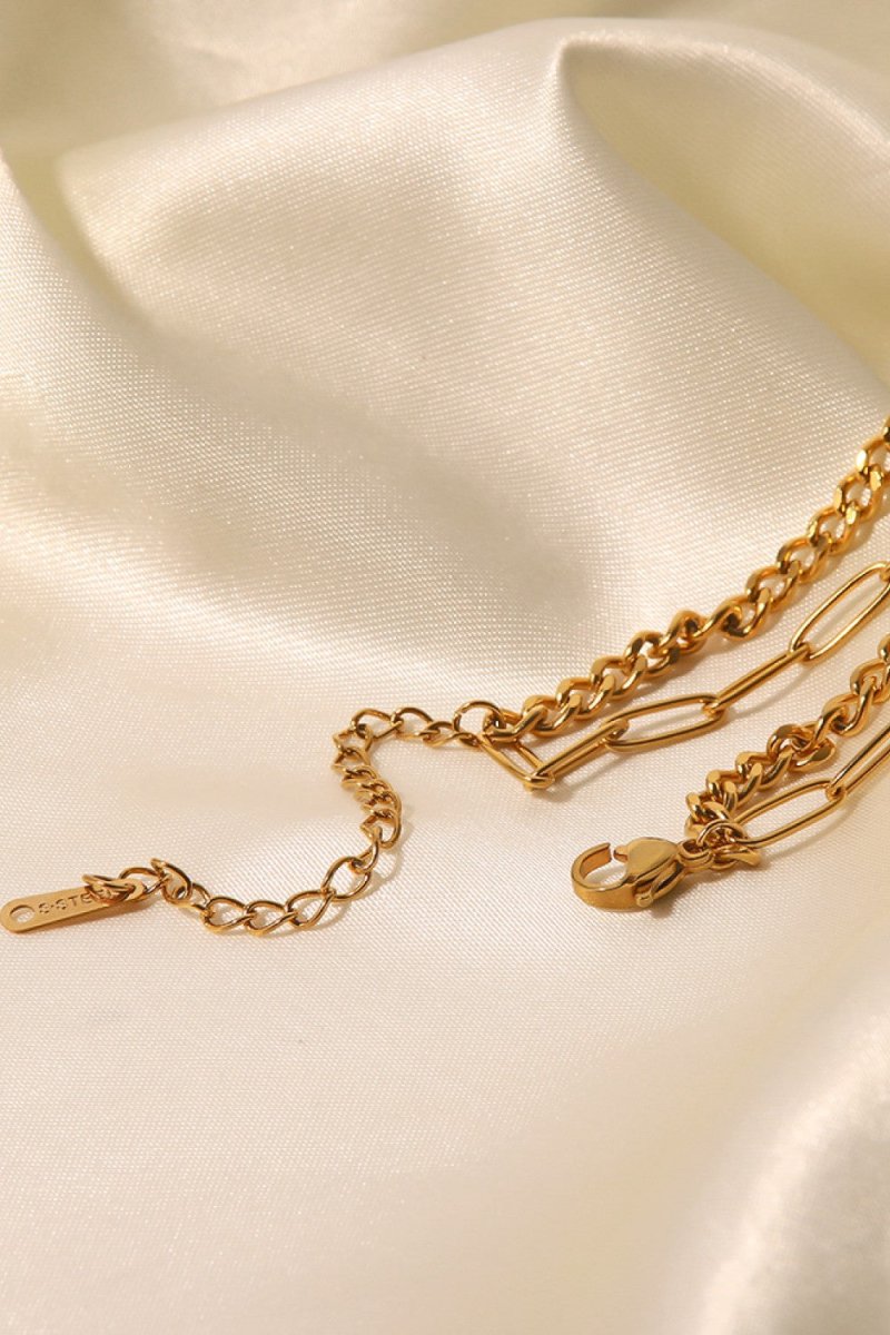 18K Gold Plated Layered Chain Necklace - AMVIM