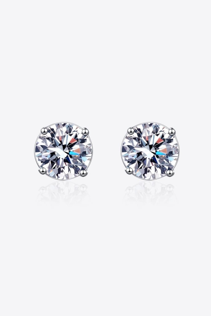 2 Carat Moissanite Rhodium-Plated Stud Earrings - AMVIM