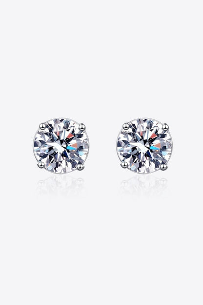 2 Carat Moissanite Rhodium-Plated Stud Earrings - AMVIM