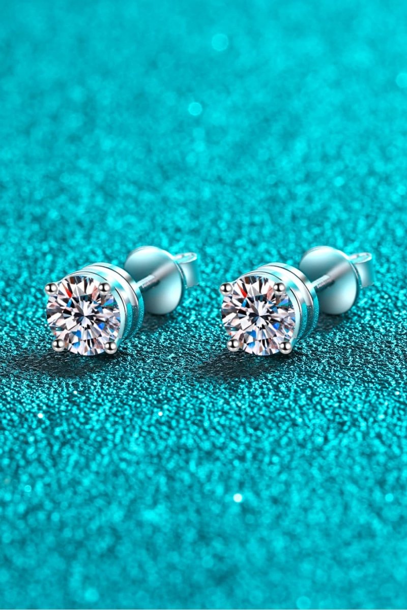 2 Carat Moissanite Rhodium-Plated Stud Earrings - AMVIM