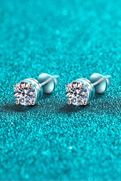 2 Carat Moissanite Rhodium-Plated Stud Earrings - AMVIM