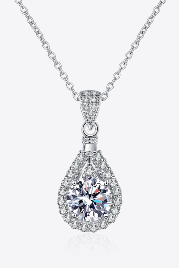 2 Carat Moissanite Teardrop Pendant 925 Sterling Silver Necklace - AMVIM
