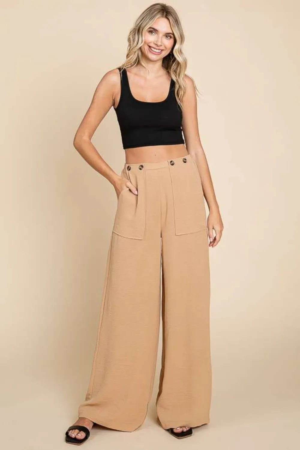Women's Cargo Pants – High Waist Wide Leg in Iced Coffee - AMVIM | SKU: 100100114191329, 100100114192588, 100100114193294, 100100114194236, 100100114195168, 100100114196992, 100100114197723