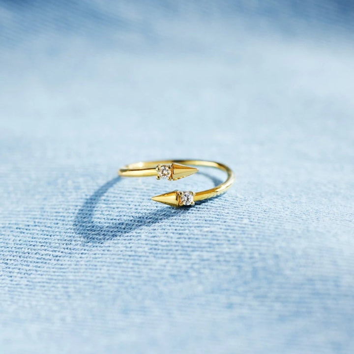 925 Sterling Silver Inlaid Zircon Bypass Ring - AMVIM