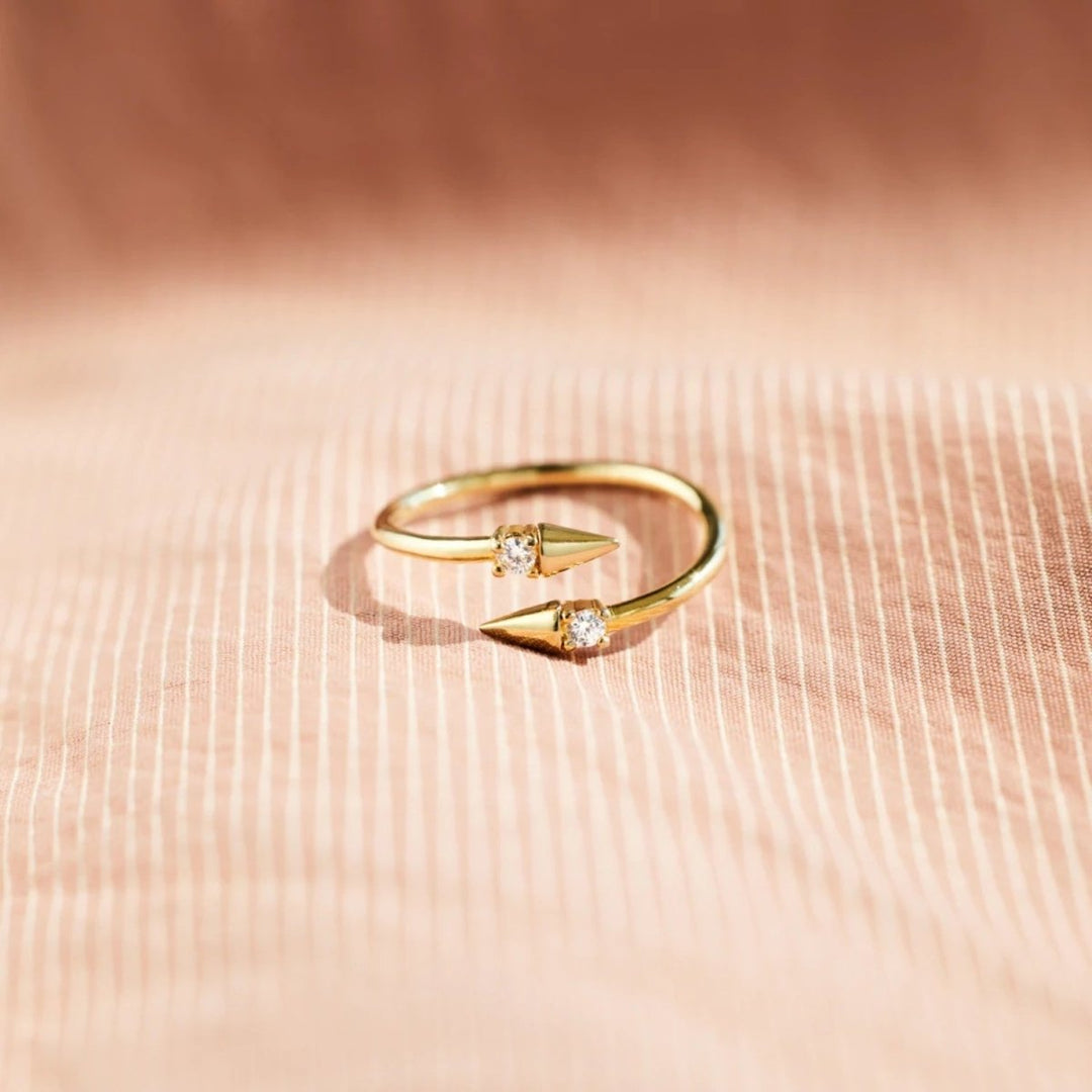 925 Sterling Silver Inlaid Zircon Bypass Ring - AMVIM